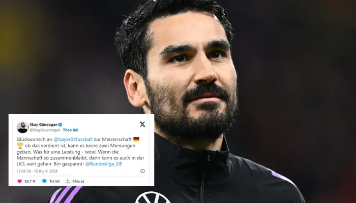 Gundogan gửi lời chúc mừng Leverkusen trên trang cá nhân