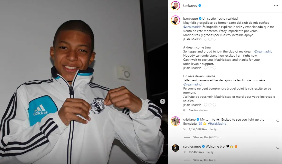 Kylian Mbappe xác nhận tin vui đến người hâm mộ trên Instagram