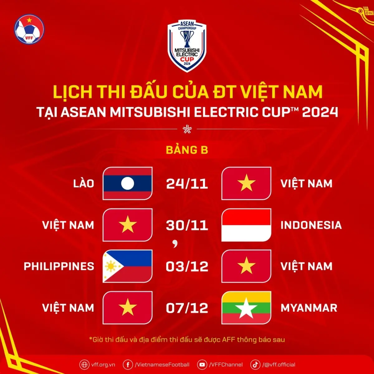 Lịch thi đấu của ĐT Việt Nam tại ASEAN Cup.