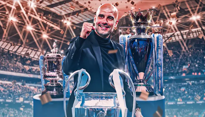 Pep Guardiola hoàn tất cú ăn ba vĩ đại cùng Man City