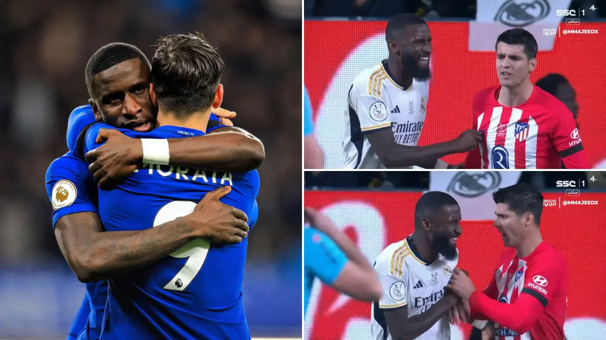 Alvaro Morata nóng mặt sau khi bị Antonio Rudiger ‘ngắt nụ’ trong trận derby Madrid