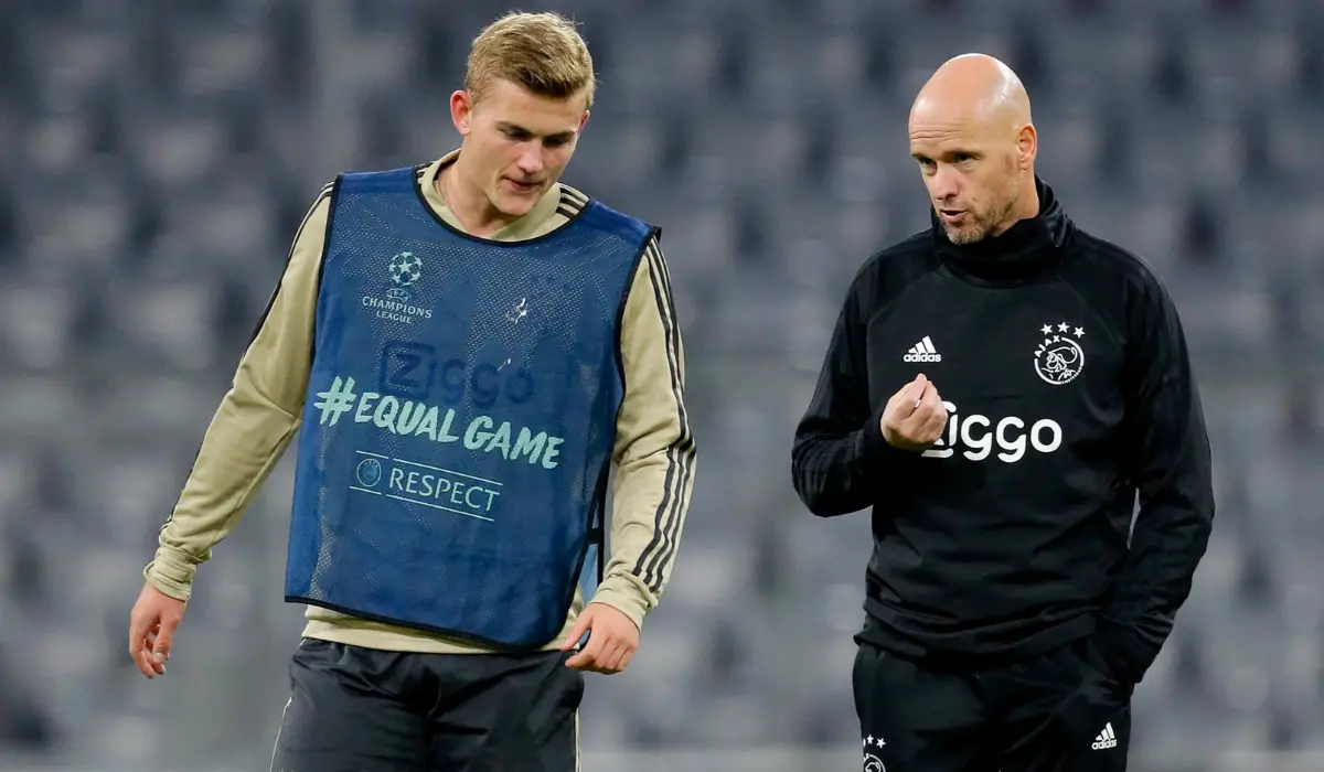 Matthijs de Ligt và Ten Hag. 