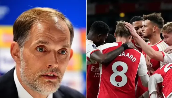 Thomas Tuchel và các cầu thủ Arsenal