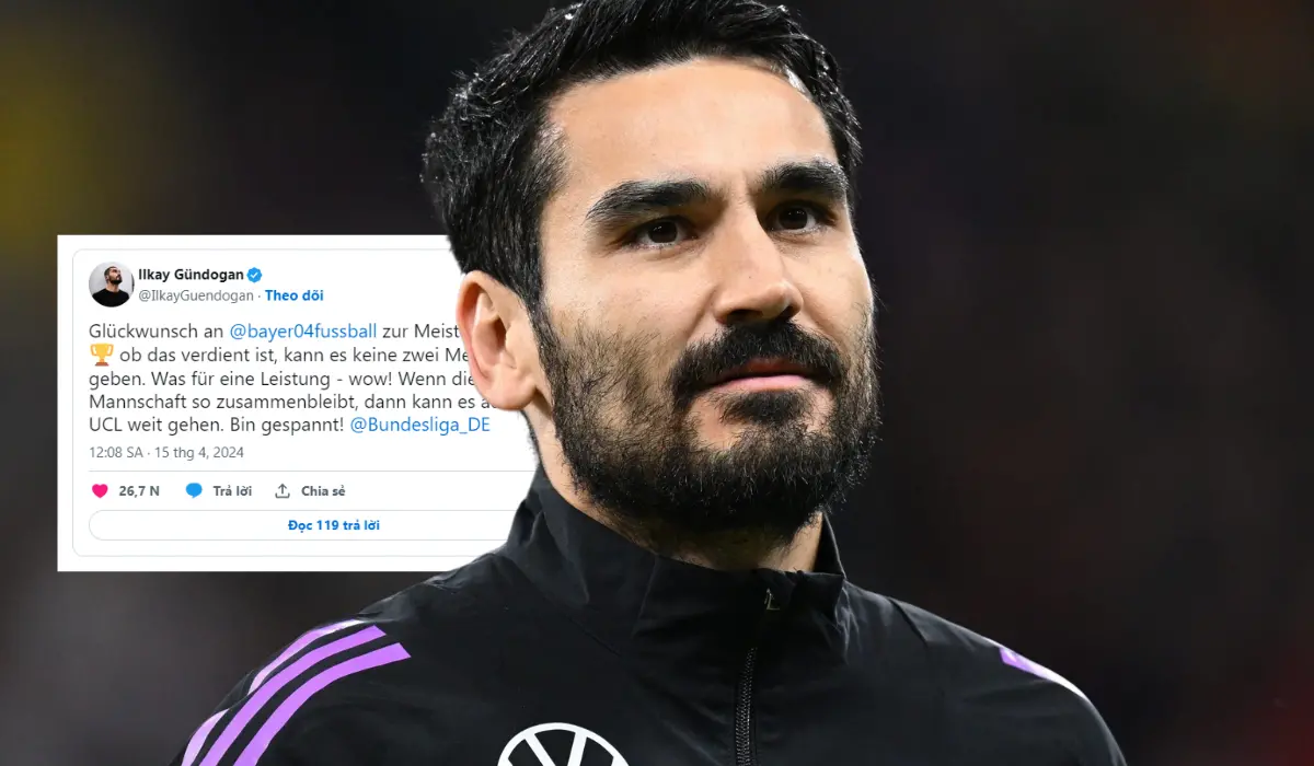 Ilkay Gundogan có 'động thái lạ' sau chiến thắng lịch sử của Leverkusen