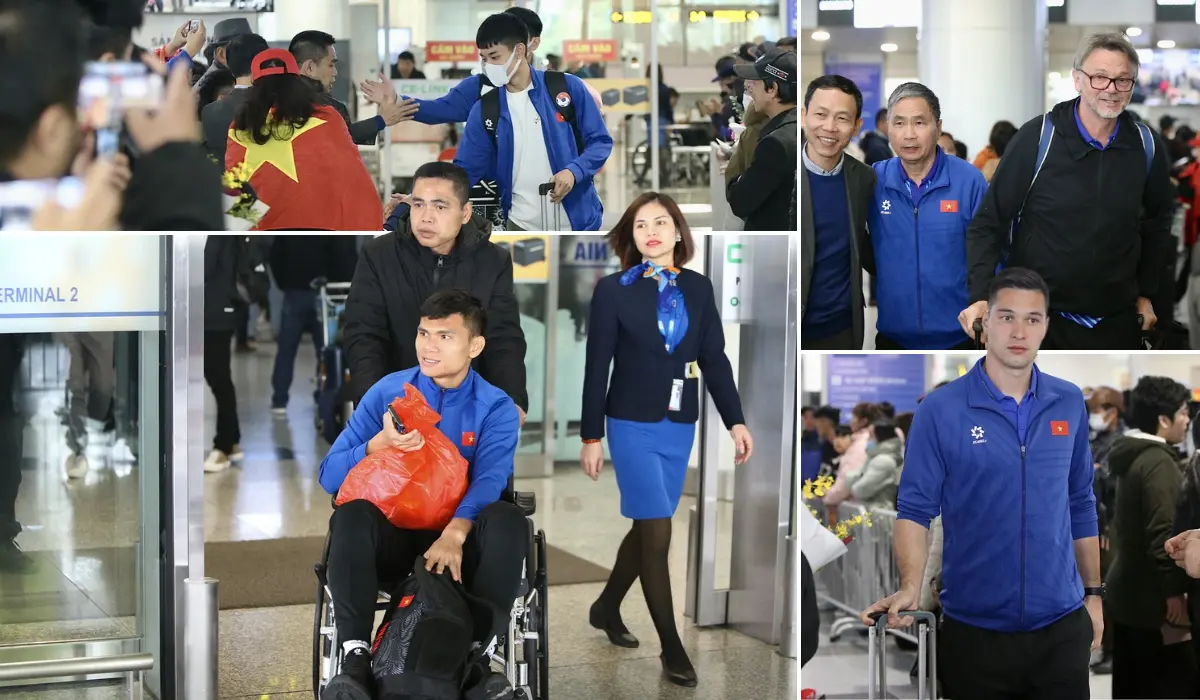 Quá tải sau Asian Cup, hậu vệ Phạm Xuân Mạnh phải rời sân bay bằng xe lăn