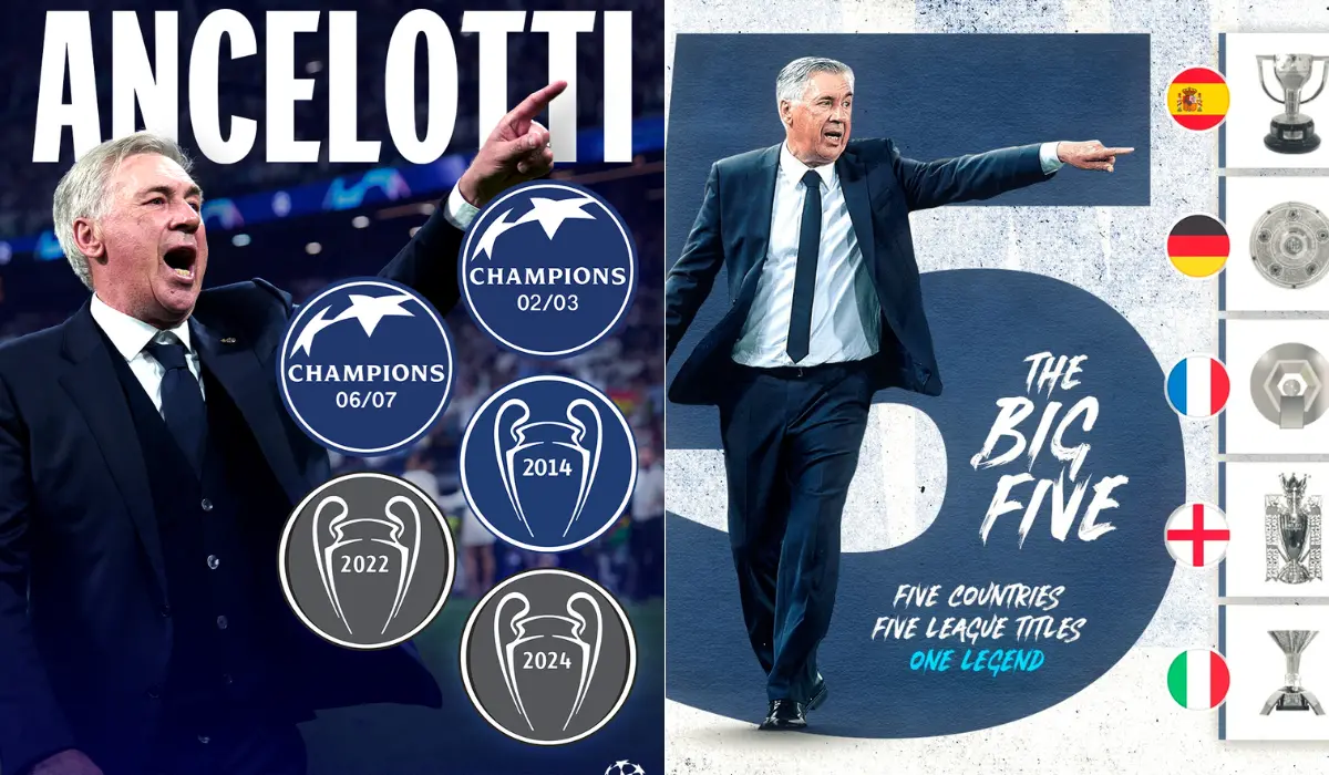  Ancelotti 5 giải đấu