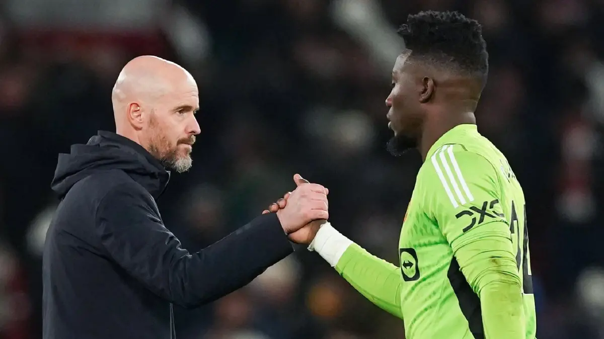 Andre Onana bắt tay HLV Erik ten Hag