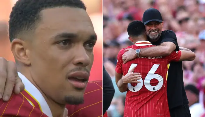 Trent Alexander-Arnold bật khóc khi Klopp phát biểu trước các CĐV.