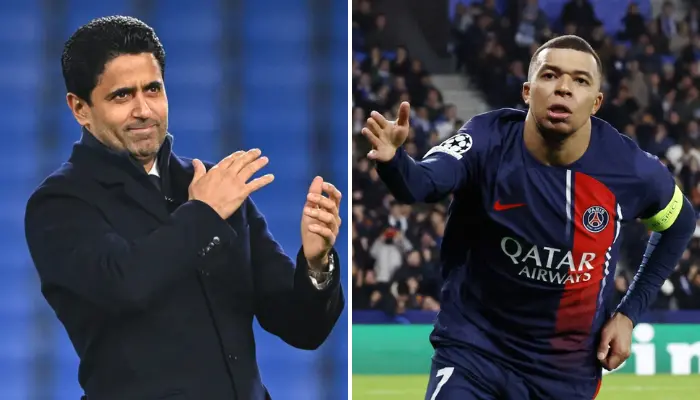 Chủ tịch câu lạc bộ PSG và tiền đạo Mbappe