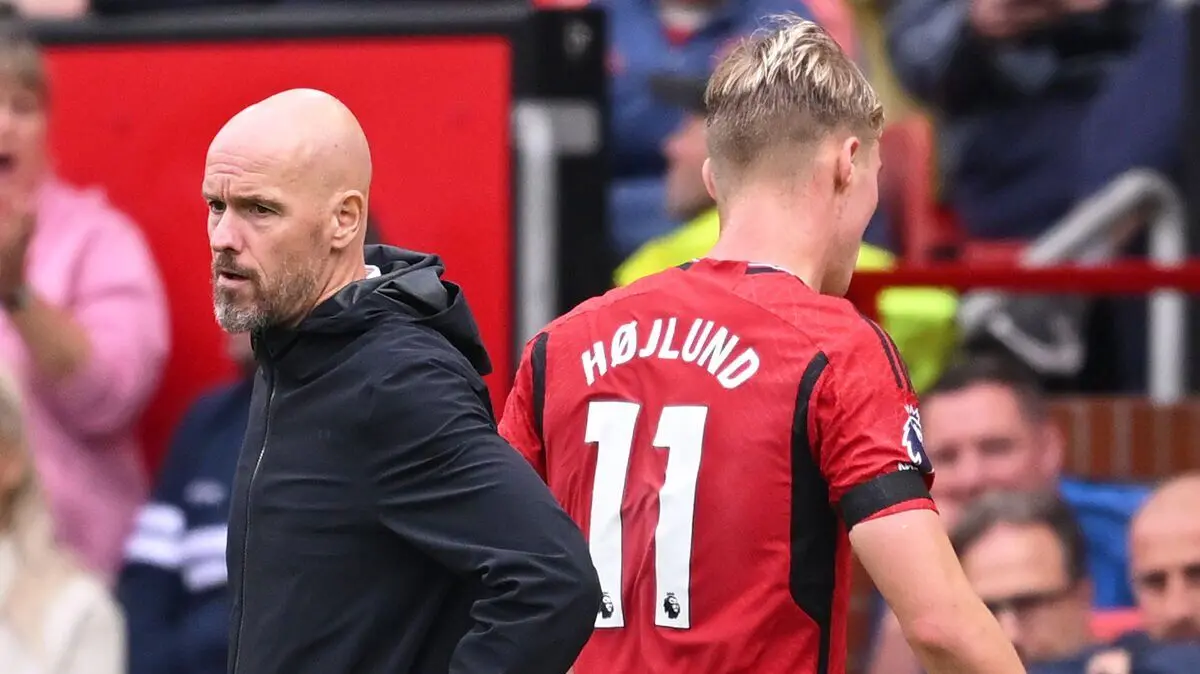 Erik ten Hag và Rasmus Hojlund