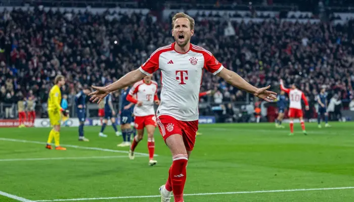 Harry Kane mở tỷ số cho Bayern Munich ở phút 38. 