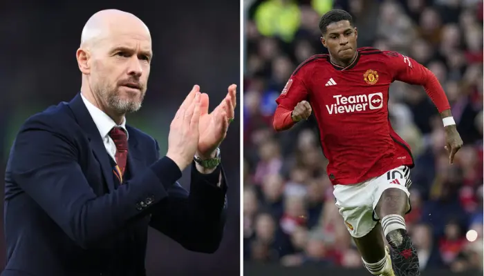 HLV Ten Hag và học trò Rashford