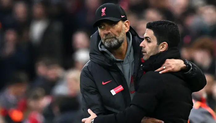 Jurgen Klopp và Mikel Arteta