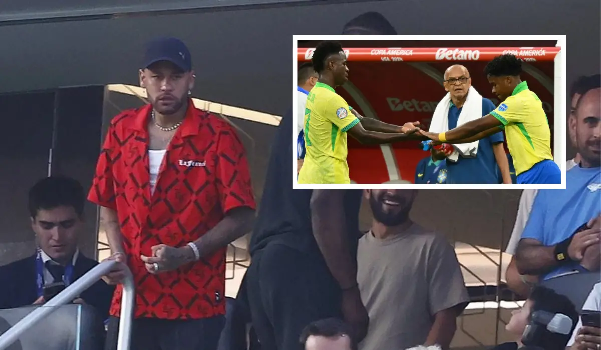 Neymar ngạc nhiên khi Vinicius bị thay ra.