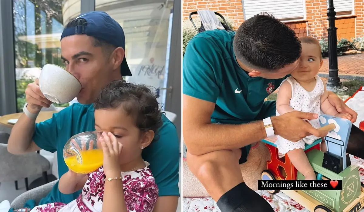 Ronaldo và Diogo Dalot tận hưởng thời gian hạnh phúc bên gia đình.