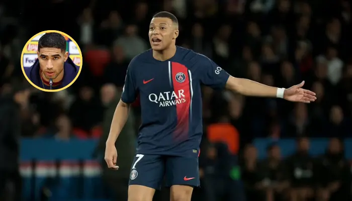 Mbappe chỉ tay về bên trái