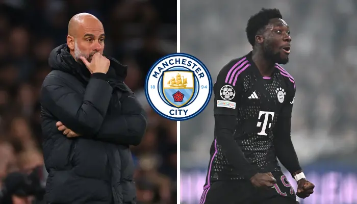 Pep Guardiola và hậu vệ Alphonso Davies