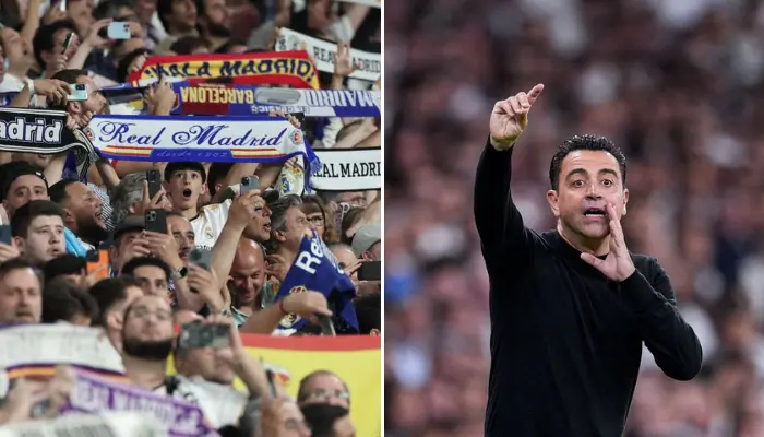 CĐV Real Madrid hô vang: 'Xavi ở lại!' sau tiếng còi mãn cuộc.