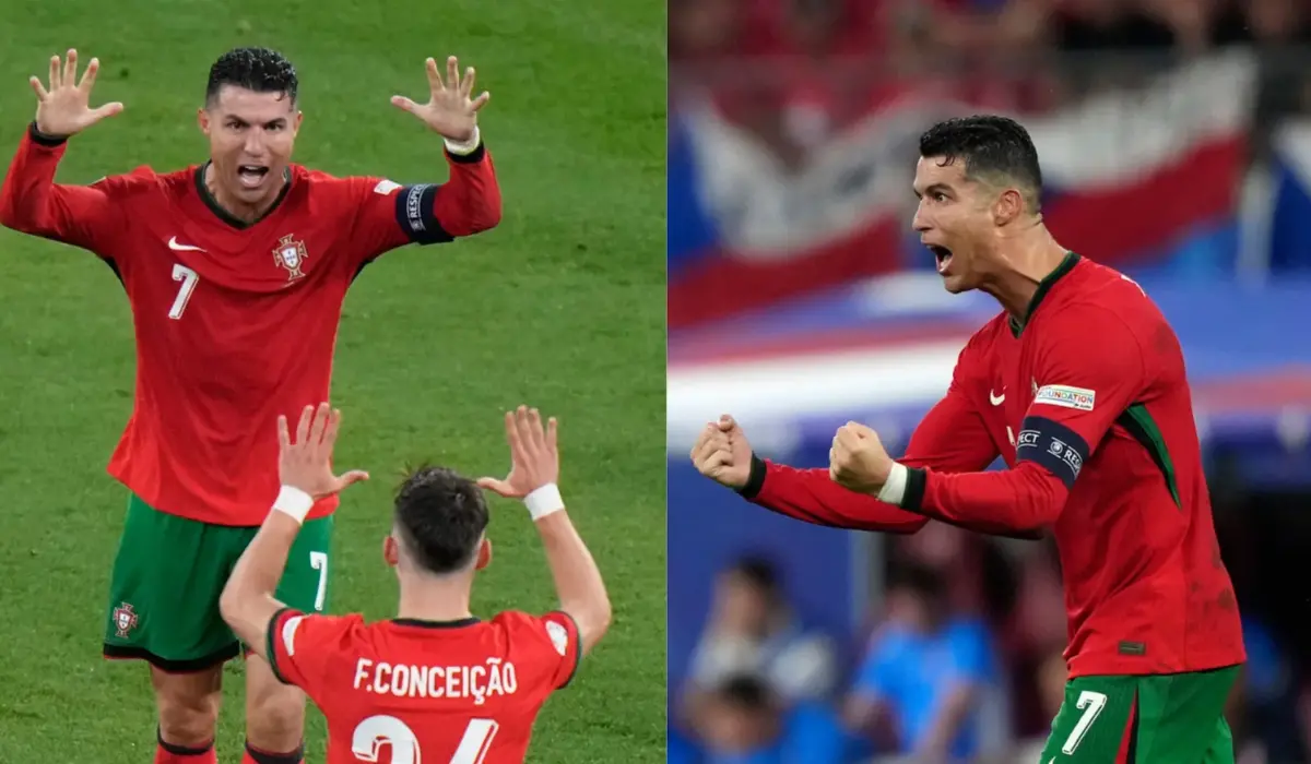 Ronaldo ăn mừng vs CH Séc