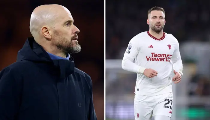 Ten Hag và hậu vệ Luke Shaw