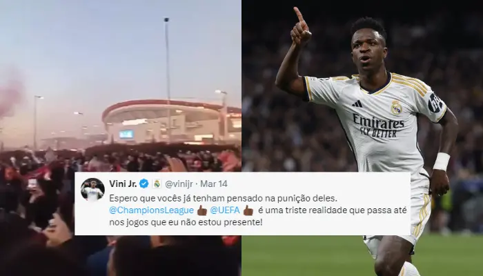 Vini Jr. yêu cầu UEFA ra án phạt với CĐV Atletico Madrid và Barcelona.