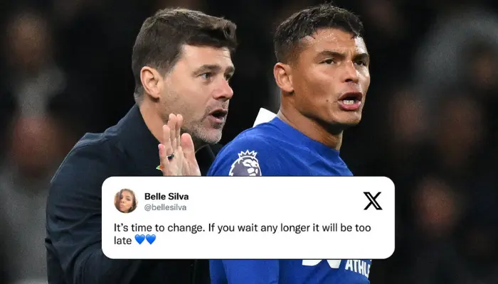 Vợ Thiago Silva bóng gió kêu gọi xa thải HLV Pochettino trên Twitter.